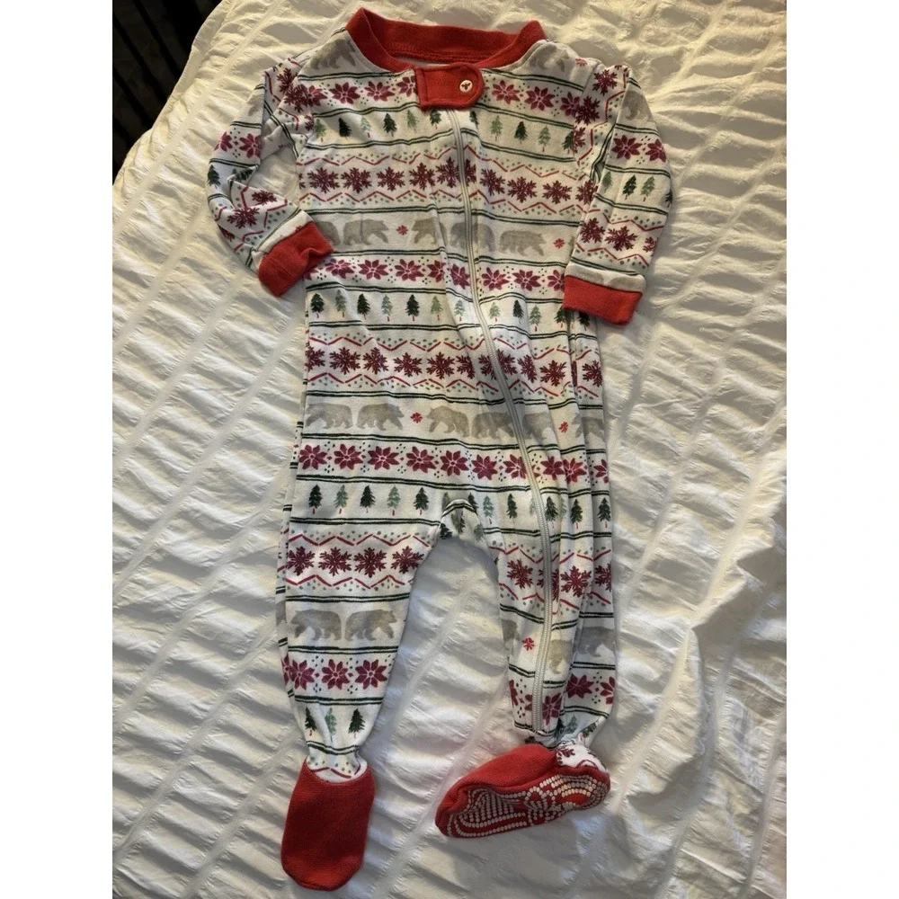 3/6 Month Burt's Bees‎ Christmas Sleeper 100% Organic Cotton